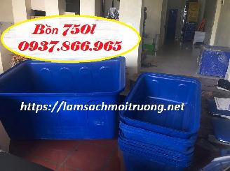 Thùng đựng hải sản, thùng 1 khối, thùng dung tích lớn 1000l màu xanh, thùng chữ nhật du