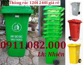  Thùng rác giá rẻ, thùng rác dày, chịu lực tốt, bền màu- thùng rác 120l 240l 660l giá sỉ- lh 0911082