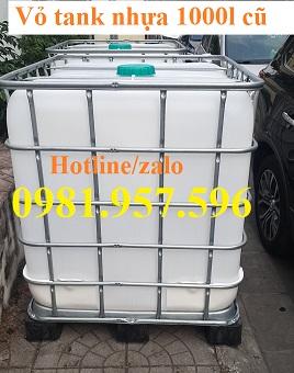 Vỏ tank nhựa 1000l cũ, bồn nhựa IBC 1000L đã qua sử dụng còn rất mới